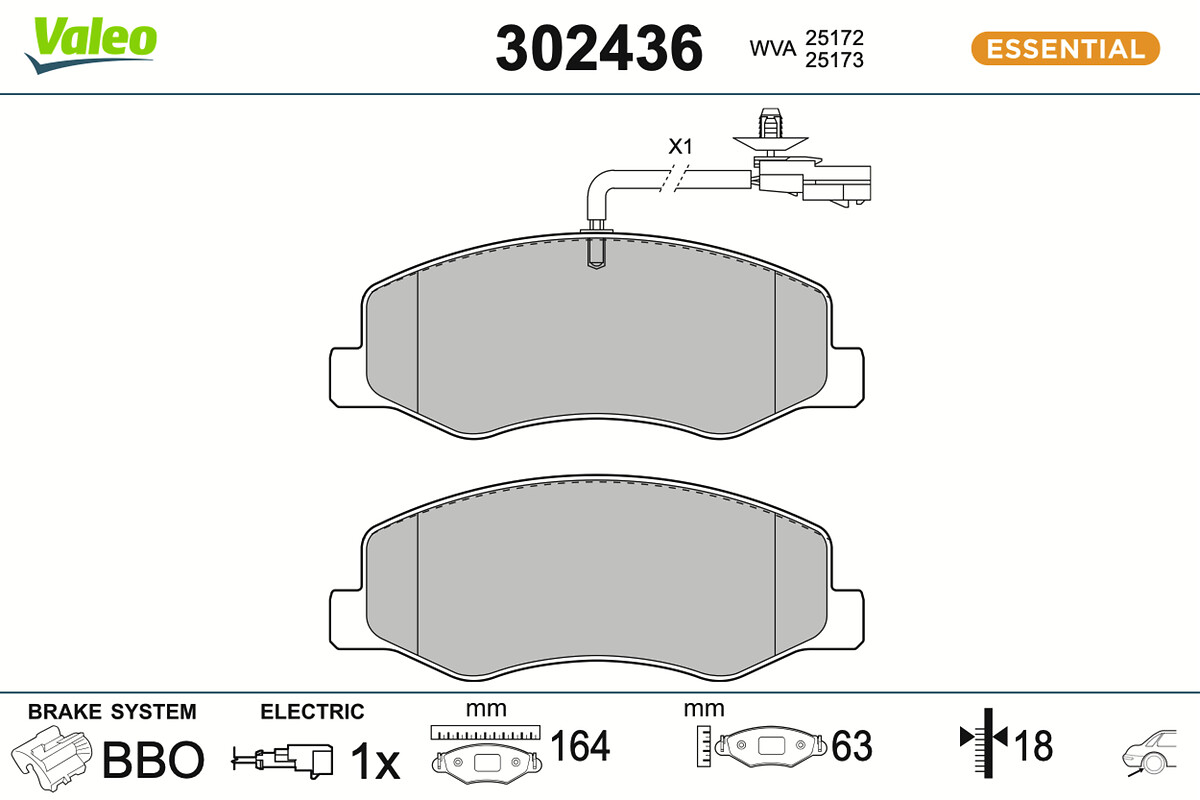 Jeu de 4 plaquettes de frein VALEO ref. 302436